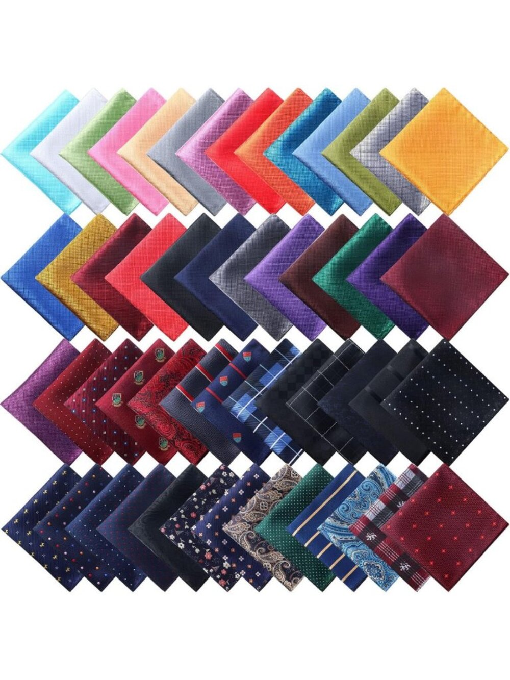52 Pcs Silk Pocket Squares for Men - Stylish 9.06 Inch Accessories for Suits